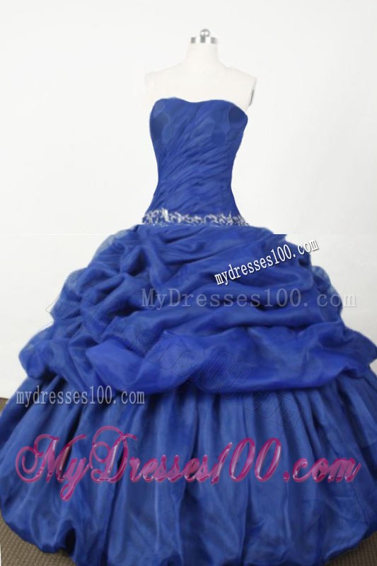 Ruched Quinceanera Dress with Pick-ups and Appliqued Waist